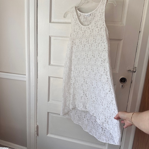 Profile by Gottex White Sheer Floral Lace Swim Coverup Dress Stretch Hi-Low Hem - Picture 10 of 16